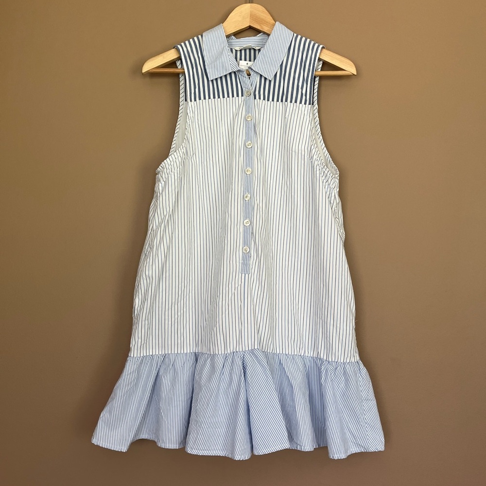 American Eagle Outfitters Blue & White Striped Sleeveless Sundress Romper